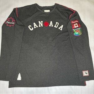 North Oak Size XL Canada Long Sleeve Maple Leaf Patches Top Stitch Shirt